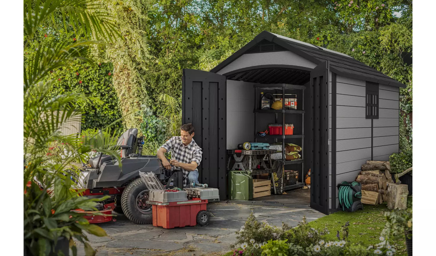 Keter Premier Plastic Garden Shed 7.5 x 11ft - Grey
