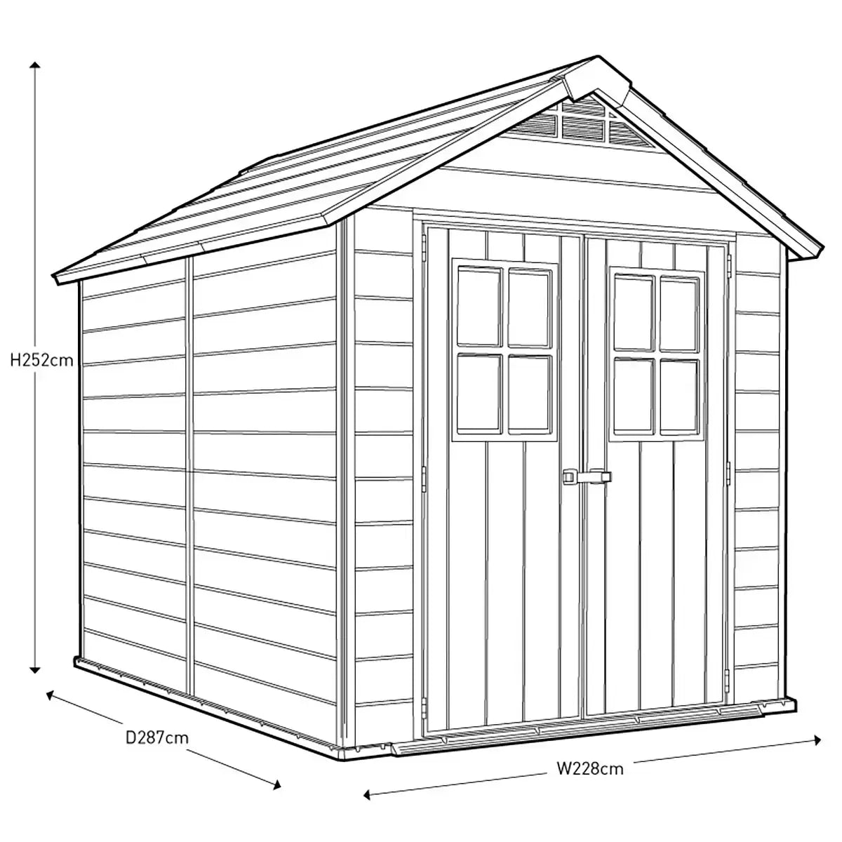 Keter Newton 7 x 9ft Double Door Outdoor Apex Plastic Garden Shed